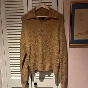Cozy Tan Quarter-Zip Sweater